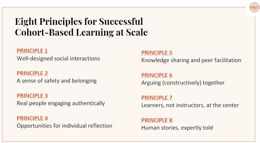 Eight Principles for Successful Cohort-Based Learning at Scale